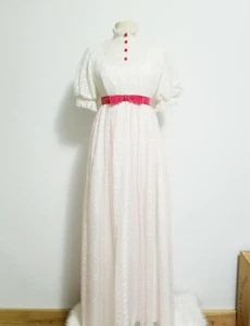 Vintage 60s Mike Benet Designer Gown White Lace Hot Pink Velvet Burnout Daisies - Picture 1 of 3