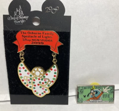 Disney Pins - Osborne Lights 2000 - Disney $5 Pin 2005 - Special Lot of 2 - Image 1 of 2