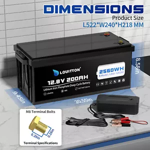 12V 200Ah LiFePO4 Lithium Batterie 200A BMS 20000+Zyklen Solar Wohnmobil Boot - Bild 1 von 13