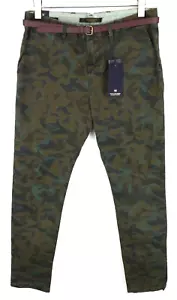 SCOTCH & SODA Stuart Men Trousers W30/L32 Green Slim Cotton Stretch Patterned - Picture 1 of 9