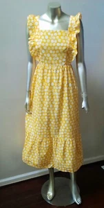 VESTIDO DE VERANO AÑOS 90 Y2K 100% ALGODÓN COTTAGECORE CAPRICHOSO DELANTAL COSTERO VOLANTES talla M - Imagen 1 de 5