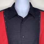 Chispa Men's Cubana Button-Up Short Sleeve Cabana / Bowling Shirt Black Red LG