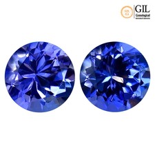 1.31 ct "GIL" CERTIFIED BLUISH VIOLET 100% NATURAL TANZANITE PAIR GEMSTONES