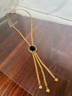 VINTAGE " RAFAEL " BRASS AND GLASS 21” NECKLACE MADE IN CANADA 1970'S