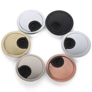 50mm 60mm 80mm Desk Metal Grommet Table Cable Tidy Wire Hole Cover Chrome Brush - Picture 1 of 22