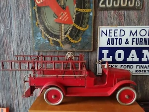 ANTIQUE 1920s Buddy L Pressed Steel TOY Firetruck Fire Truck - Picture 1 of 12