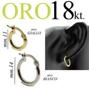 orecchino ORO BIANCO o GIALLO 18kt. cerchio anellone rotondo lucido 11mm. 14mm. - Foto 1 di 27