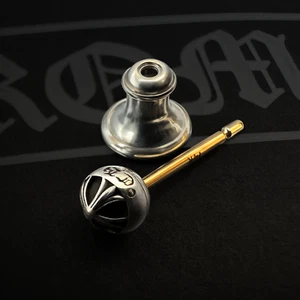 Authentic Chrome Hearts Mini Cross Ball Stud Earring + CH Pouch and Gift Bag - Picture 1 of 2