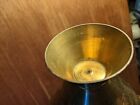 Vintage India Brass Bowl Dish Hourglass Shape Floral And Arrow Etched Designs