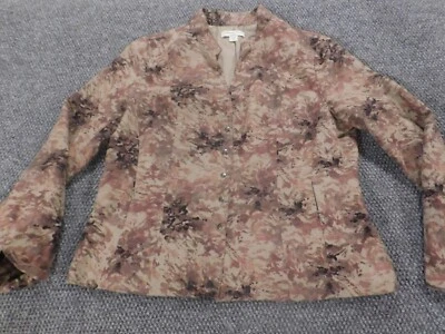 Chaqueta Coldwater Creek 14 Rosa Floral Snap Mujer Forrada Algodón Geométrico Foto 1 de 4