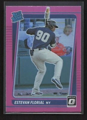 2021 Donruss Optic Rated Rookie Pink Holo Prizm Estevan Florial RC #76 Yankees - Image 1 of 2