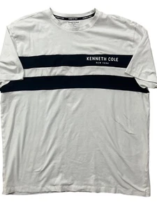 Kenneth Kole Shirt Mens 2XL White Black Striped Logo Short Sleeve Classic City - Picture 1 of 8