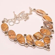 Picture Jasper Gemstone Silver Jewelry Necklace 18" N-5449