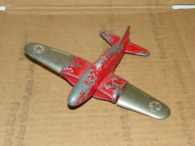 Vintage HUBLEY Kiddie Toy Military Airplane #430 Folding Wings Missing 1 Wheel - Image 1 of 4