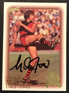 1996 SELECT AFL HALL OF FAME CARD PERSONALLY SIGNED BY GRAHAM MOSS ESSENDON