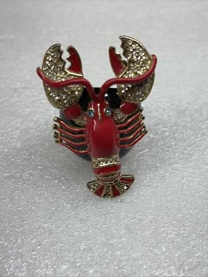 Betsey Johnson Nautical Red Rhinestone Lobster Ring Rare - Image 1 of 4