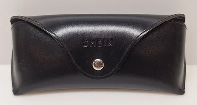 Shein Sunglasses Case Black Leather Hard Button Snap NEW Padded Glasses Holder - Image 1 of 4