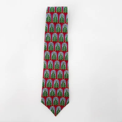 Holiday Red Christmas Themed 100% Silk Pointed Casual Tie One Size   - Image 1 of 4