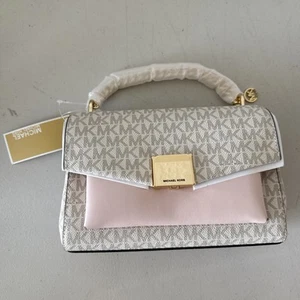 MICHAEL KORS | NEW Lita Medium Two-Tone Logo Crossbody Bag, Powder Blush Multi - Picture 1 of 4