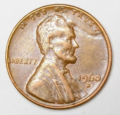 1960-D Struck Thru Obverse Lincoln Memorial Cent Large Date - Image 1 of 2
