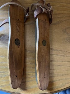 Antique Wooden Ice Skates - Missing Front Strap- Decor-9” - Picture 1 of 4