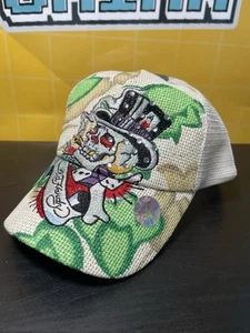 Cappellino snapback Y2K Don Ed Hardy di Christian Audigier a rete abbagliato marrone/bianco - Foto 1 di 6