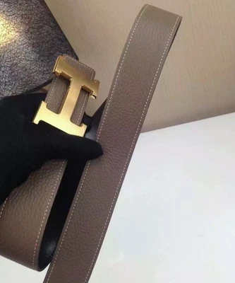 Hermes belt for men size 40/100 gray/black reversible leather golden buckle - Image 1 of 4