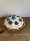 Petit Plat À Tarte aux Mûrs en Barbotine - Fruits - Vintage Kitsch Ø22cm