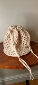 Handmade BEIGE CROCHET SOFT ACRYLIC MARKET MESH SHOPPING BEACH/MARKET Bag - Picture 1 of 9