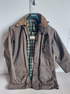 Barbour Solway Zipper Wax Jacket Two Crest Size C34 Small Hood Included. Rare - Picture 1 of 9