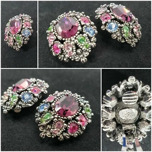 Joan Rivers Vintage Amethyst Silver Tone Fashion Earring Set COLORFUL & STUNNING - Picture 1 of 12