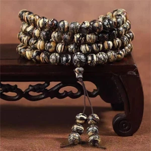 8mm*108 Genuine Nha Trang Agarwood Bracelet Mala Meditation Agarwood Prayer Bead - Imagen 1 de 7