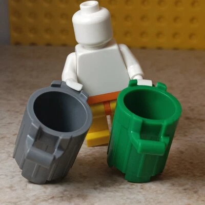 LEGO Trash Can Recycle Bin Can Gray Green BARN Debris Container Bucket - Image 1 of 2