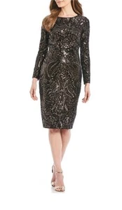 New Betsy & Adam Women's Party Sequined Sheath Dress Black 2 - Picture 1 of 5
