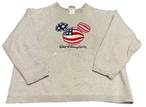Vintage Walt Disney World Sweatshirt XL Mickey Mouse American Flag J3 - Picture 1 of 5
