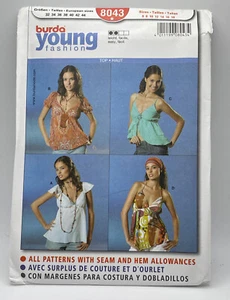 Burda Sewing Pattern 8043 Misses tops Young Fashion 6-18 - Picture 1 of 3