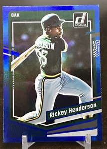 2023 Donruss Baseball Base Holo Blue #189 Rickey Henderson - Oakland A's