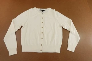 WHBM Womens Small Ecru Pointelle Crew Neck Button Accent Cardigan Sweater NWT - Picture 1 of 11