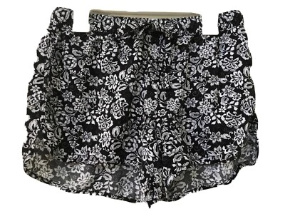 Pantalones Cortos Aeropostale Mujer Negro Blanco Floral Cintura Elástica Talla S Pequeños Foto 1 de 4
