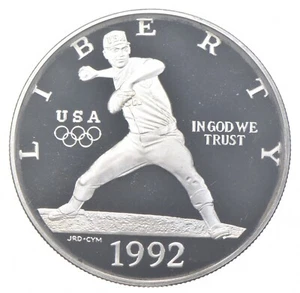 Proof 1992 Olympic Baseball Player Silver - US Commemorative 90% Silver Dollar - Picture 1 of 3