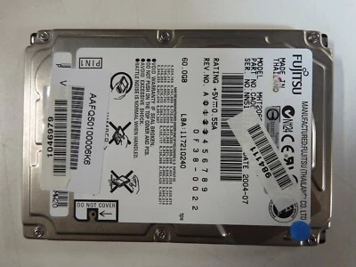 FUJITSU 60.0GB IDE 2.5" HDD. 9.5MM. - Image 1 of 2