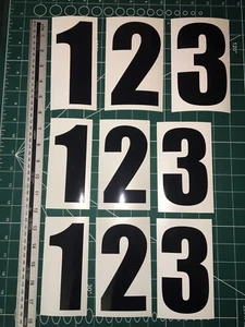 NEGRO BRILLANTE Números de Carrera Dígitos (X3 140mm y X6 120mm) Motocicleta TAMAÑO ACU - Imagen 1 de 5