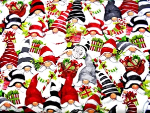 "MERRY GNOME-MENTS"#39801 139" THE OVERALL GNOMES PRINT  BTY - Picture 1 of 2