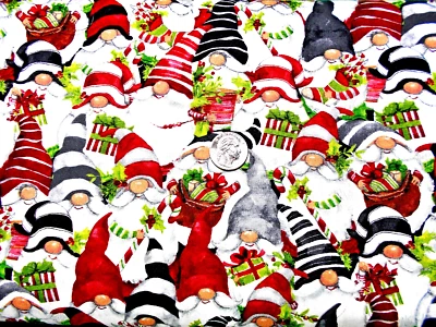 WILMINGTON PRINTS "MERRY GNOME-MENTS"#39801 139" THE OVERALL GNOMES PRINT BTY