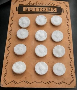 12 Czech Antique (1920's) Glass Buttons on Card #B960 - 11 mm or 7/16" - FLOWERS - Picture 1 of 1