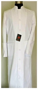 Clergy, Minister, Pastor, Preacher Men's Robe White with White Trim - Picture 1 of 1