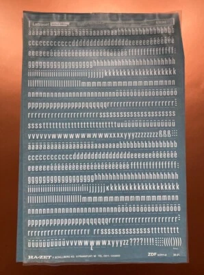 LETRASET HA-ZETT S22263 ZDF Slim 36pt White Rub Off Letters, RARE NOS - Image 1 of 4