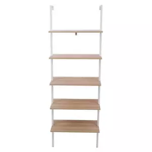 5-Tier Shelf Wood Ladder Bookcase with Metal Frame Storage Bookshelf Rack Home - Picture 1 of 8