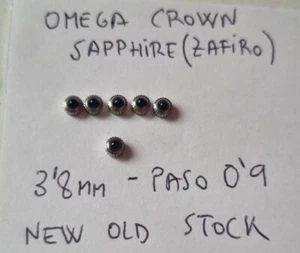 Omega Crown,corona Omega,couronne Omega,shappire.3'8mm.0.9 Pass,new Old Stock - Imagen 1 de 9