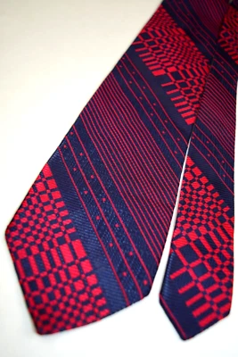 Галстук винтажный 60-х 70-х психоделический темно-красный ацетатный вискозный галстук 53,5 дюйма x 3,25 дюйма новый без ценников - Изображение 1 из 4